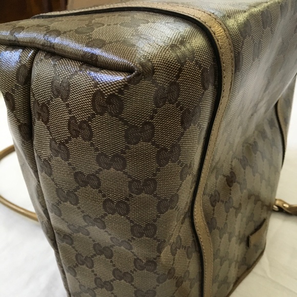 GUCCI Crystal Joy GG Tote Brown with Gold Trim - Picture 5 of 16